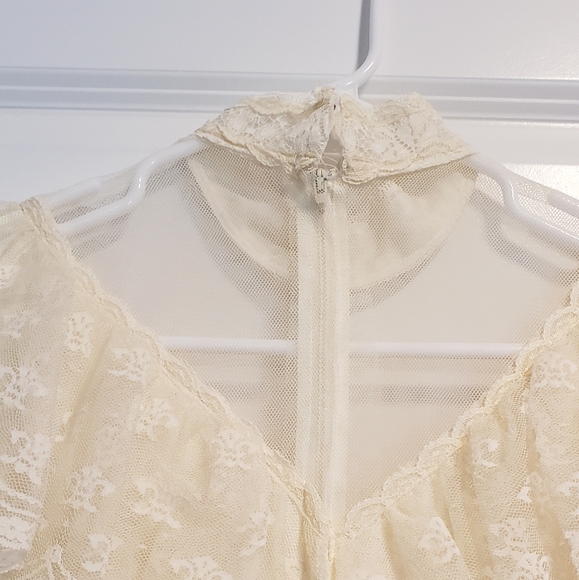 Vintage Dress Prairie Lace 1970s 1980 Union Made USA Nylon Fabric XS - Picture 8 of 11